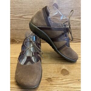 Naot Timu Mary Jane Brown‎ Suede Leather Brown Trim Lace Up Shoes EU37/US 6-6.5